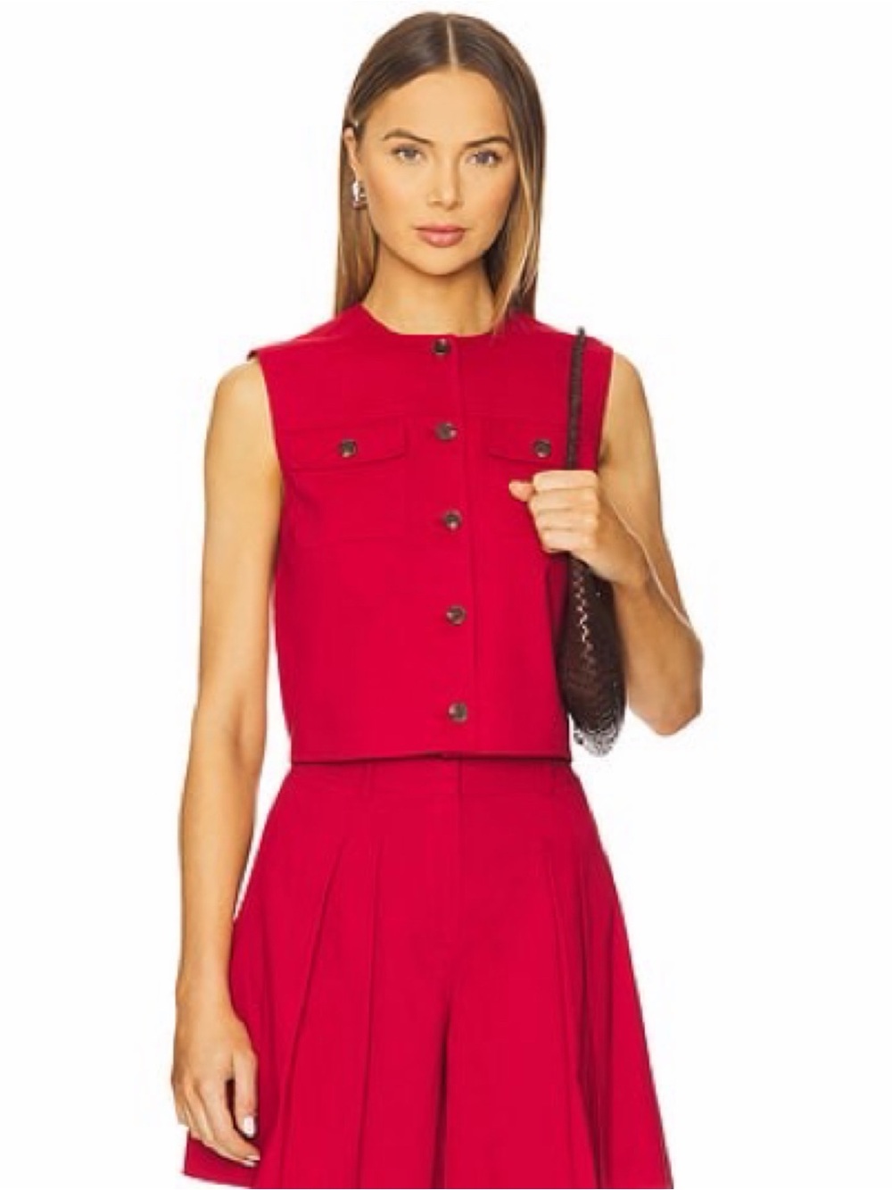New w/ Tags Theory Linen Blend Vest in Red sizes 4 and 6.